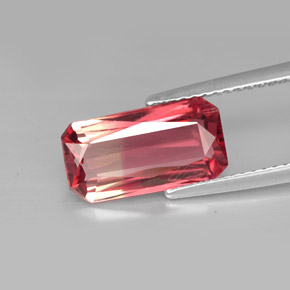 Tormalina naturale bicolore da 3,09 ct, taglio smeraldo, VVS-VS
