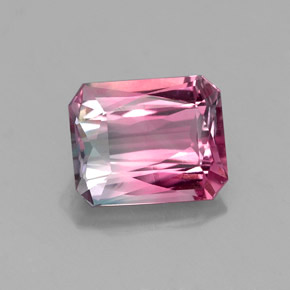 Tormalina naturale multicolore da 1,71 ct, taglio smeraldo, VS