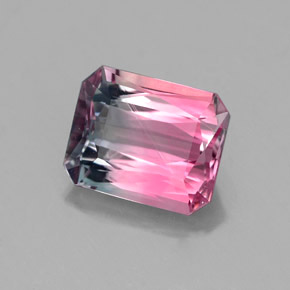 Tormalina naturale multicolore da 1,71 ct, taglio smeraldo, VS