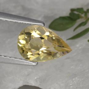 Tormalina naturale giallo da 1,44 ct, taglio a pera, VVS-VS