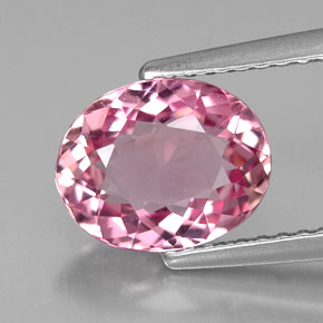 Tormalina naturale rosa da 1,86 ct, taglio ovale, VS-SI