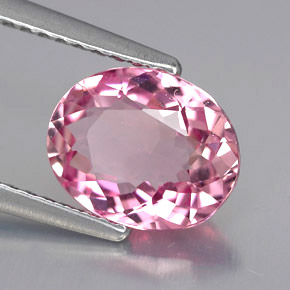 Tormalina naturale rosa da 1,86 ct, taglio ovale, VS-SI