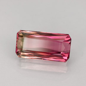 Tormalina naturale bicolore da 2,89 ct, taglio smeraldo, VS