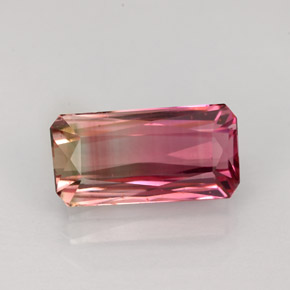 Tormalina naturale bicolore da 2,89 ct, taglio smeraldo, VS