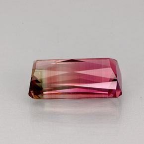 Tormalina naturale bicolore da 2,89 ct, taglio smeraldo, VS