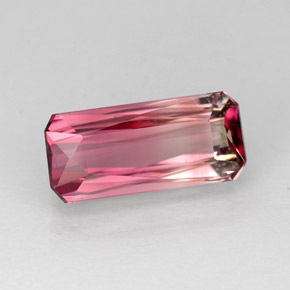 Tormalina naturale bicolore da 2,81 ct, taglio smeraldo, VVS-VS
