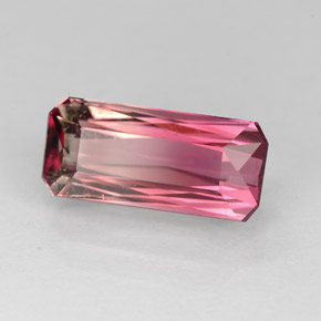 Tormalina naturale bicolore da 2,81 ct, taglio smeraldo, VVS-VS