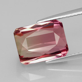 Tormalina naturale bicolore da 5,54 ct, taglio smeraldo, IF