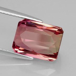 Tormalina naturale bicolore da 5,54 ct, taglio smeraldo, IF