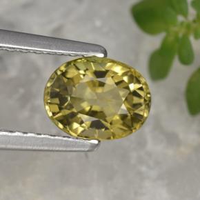 Tormalina naturale giallo da 0,92 ct, taglio ovale, VVS-VS