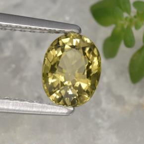 Tormalina naturale giallo da 0,92 ct, taglio ovale, VVS-VS