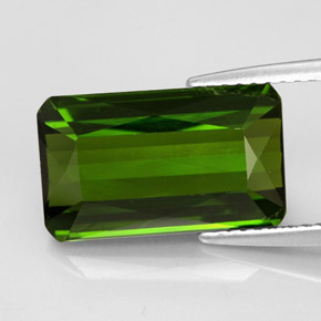 Tormalina naturale verde da 5,57 ct, taglio smeraldo, VVS