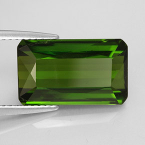Tormalina naturale verde da 5,57 ct, taglio smeraldo, VVS
