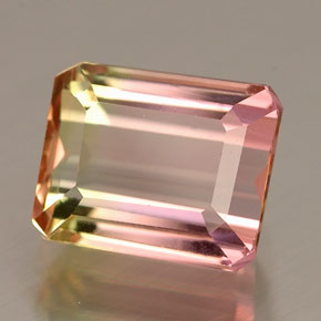 Tormalina naturale multicolore da 2,00 ct, taglio smeraldo, VVS