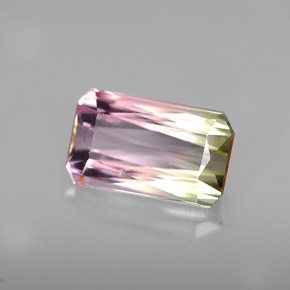 Tormalina naturale multicolore da 2,76 ct, taglio smeraldo, VVS