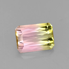 Tormalina naturale multicolore da 1,86 ct, taglio smeraldo, VVS