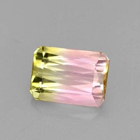 Tormalina naturale multicolore da 1,86 ct, taglio smeraldo, VVS