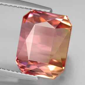 Tormalina naturale multicolore da 10,15 ct, taglio smeraldo, IF