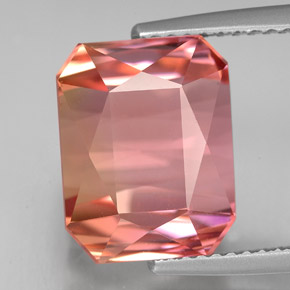 Tormalina naturale multicolore da 10,15 ct, taglio smeraldo, IF