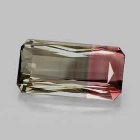 Tormalina naturale bicolore da 12,56 ct, taglio smeraldo, VVS-VS
