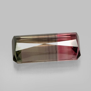 Tormalina naturale bicolore da 12,56 ct, taglio smeraldo, VVS-VS