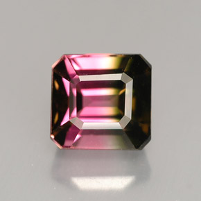 Tormalina naturale multicolore da 1,87 ct, taglio smeraldo, VVS-VS