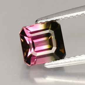 Tormalina naturale multicolore da 1,87 ct, taglio smeraldo, VVS-VS