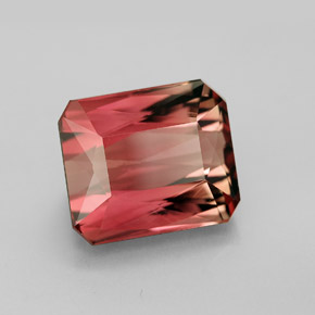 Tormalina naturale bicolore da 8,18 ct, taglio smeraldo, VVS