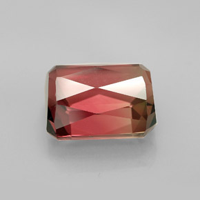 Tormalina naturale bicolore da 8,18 ct, taglio smeraldo, VVS