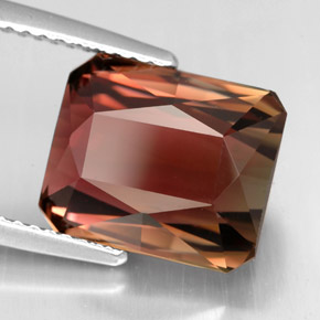 Tormalina naturale bicolore da 6,97 ct, taglio smeraldo, IF