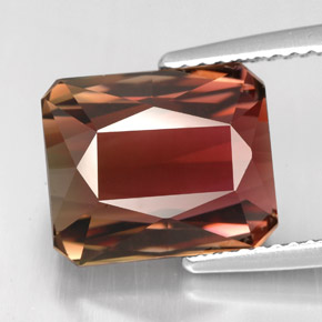Tormalina naturale bicolore da 6,97 ct, taglio smeraldo, IF