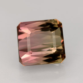 Tormalina naturale multicolore da 4,10 ct, taglio smeraldo, VVS