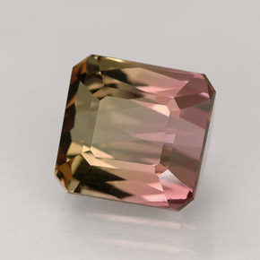 Tormalina naturale multicolore da 4,10 ct, taglio smeraldo, VVS