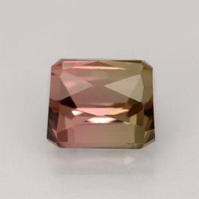 Tormalina naturale multicolore da 4,10 ct, taglio smeraldo, VVS