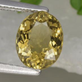 Tormalina naturale giallo da 1,13 ct, taglio ovale, VVS