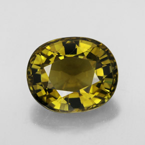Tormalina naturale giallo da 6,97 ct, taglio ovale, VVS