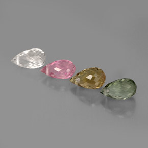 Tormalina naturale multicolore da  ct, briolette, VVS-VS