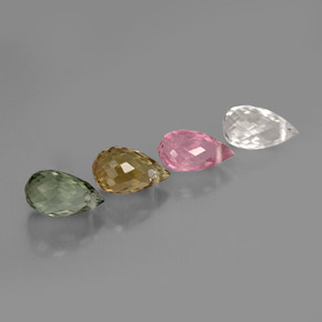 Tormalina naturale multicolore da  ct, briolette, VVS-VS