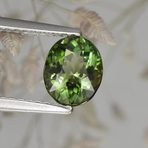 Tormalina naturale verde da 1,17 ct, taglio ovale, VVS-VS