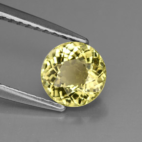 Tormalina naturale giallo da 0,92 ct, taglio rotondo, VS