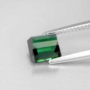 Tormalina naturale verde da 2,06 ct, taglio smeraldo, VVS