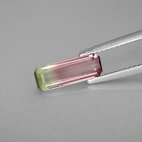Tormalina naturale multicolore da 1,17 ct, taglio smeraldo, VS