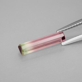 Tormalina naturale multicolore da 1,60 ct, taglio smeraldo, VS