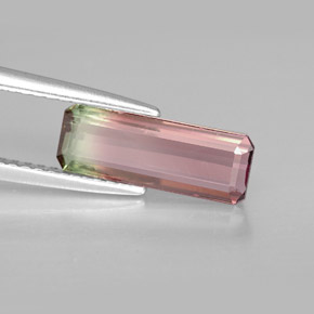 Tormalina naturale multicolore da 1,69 ct, taglio smeraldo, VVS-VS