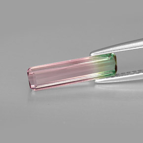 Tormalina naturale multicolore da 1,10 ct, taglio smeraldo, VVS-VS