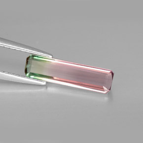 Tormalina naturale multicolore da 1,10 ct, taglio smeraldo, VVS-VS