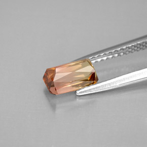 Tormalina naturale bicolore da 1,17 ct, taglio smeraldo, VVS