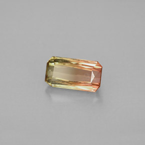 Tormalina naturale bicolore da 1,05 ct, taglio smeraldo, VVS