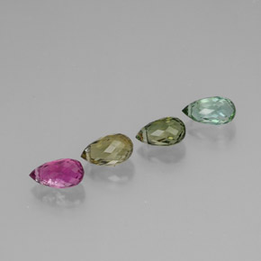 Tormalina naturale multicolore da  ct, briolette, VVS-VS