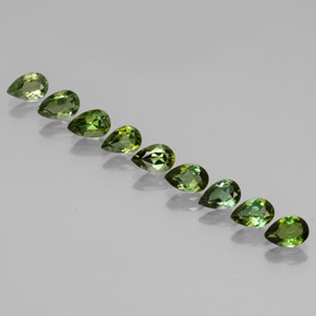 Tormalina naturale verde da 3,52 ct, taglio a pera, VVS-VS